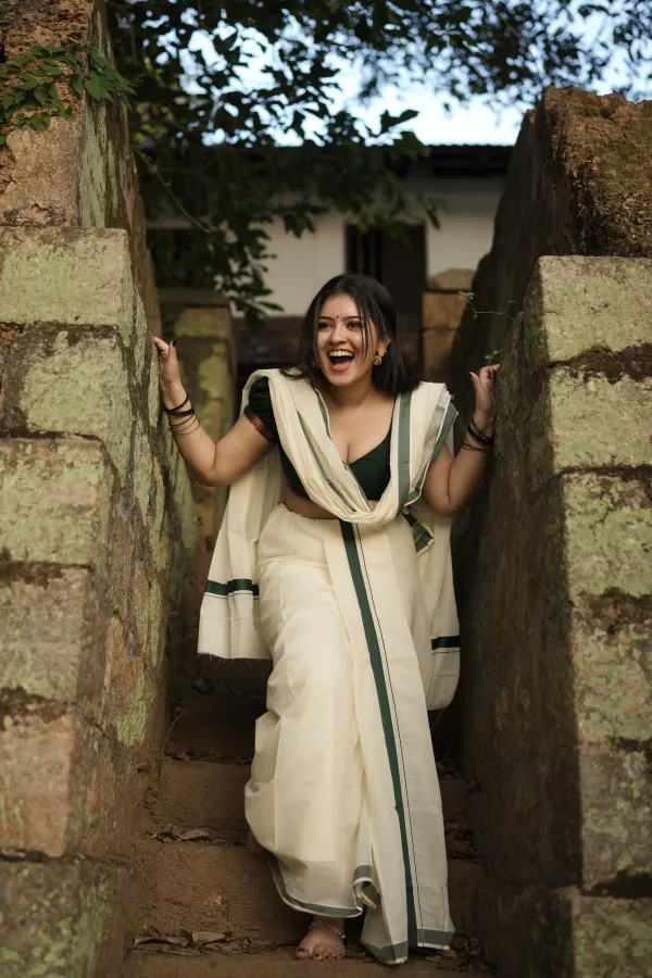 Traditional Perfection: Gopika Keerthy in Kerala Saree and Temple Jhumkas