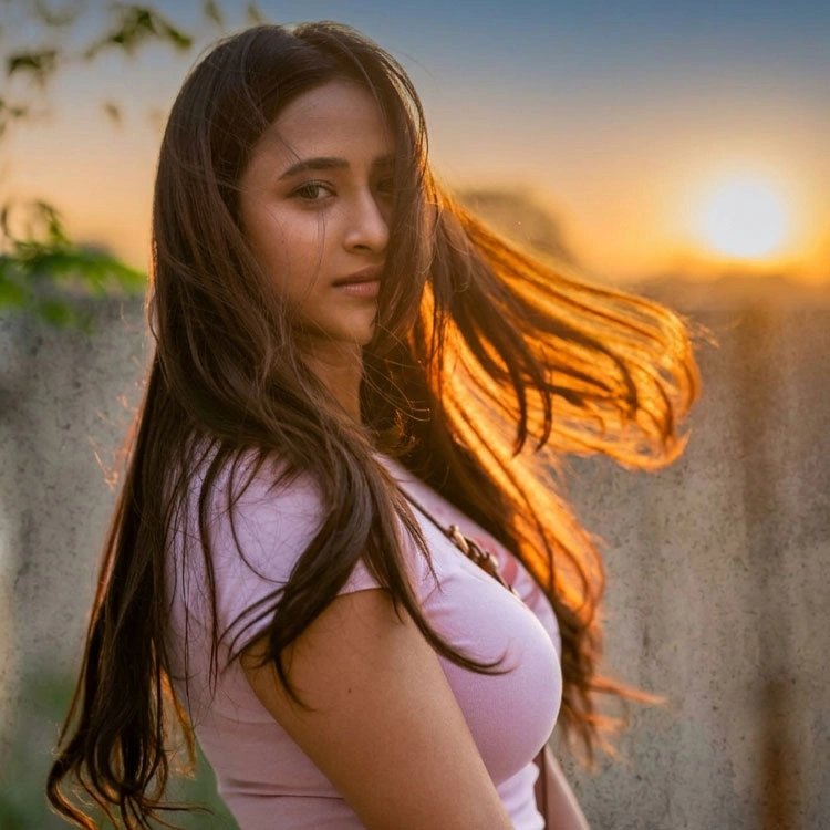 Manika Chikkala in a Blush Pink Crop Tee photoshoot stills