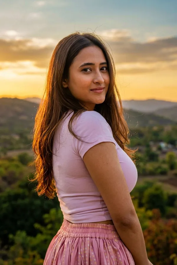 Get the Look: Manika Chikkala Blush Pink Crop Tee & Skirt