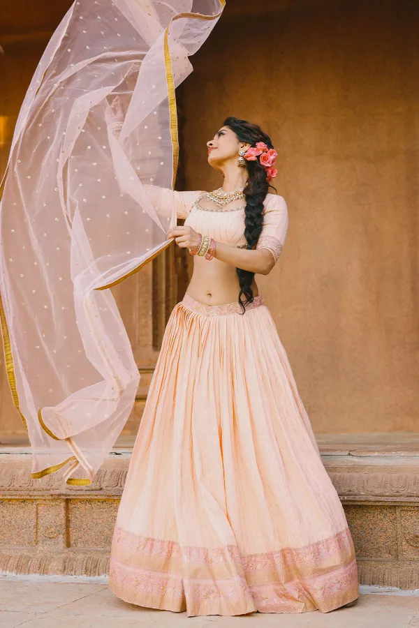 Nabha Natesh's Poetic Pastel Ensemble and Pleated Skirt Details