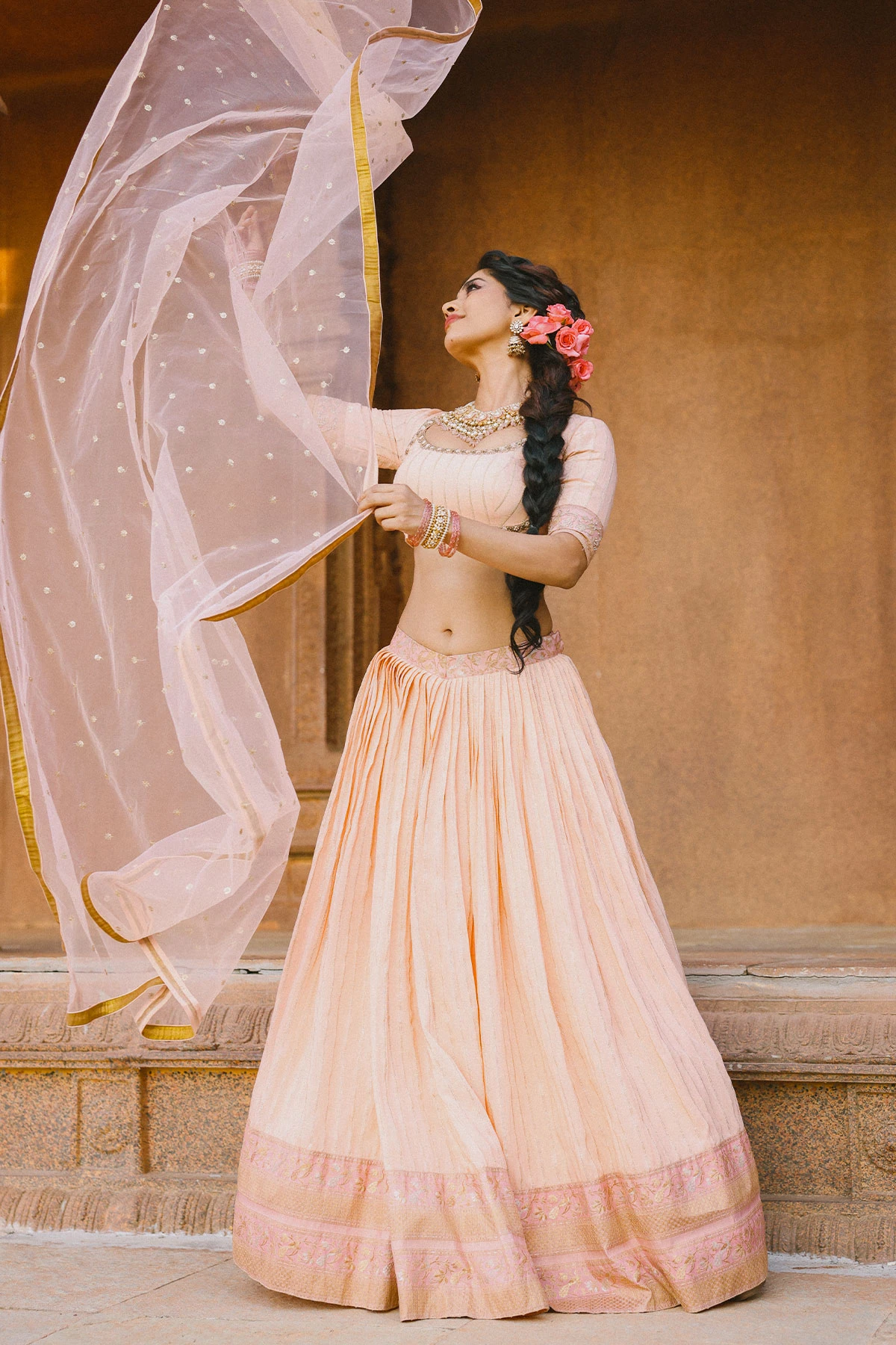 Nabha Natesh's Poetic Pastel Ensemble and Pleated Skirt Details