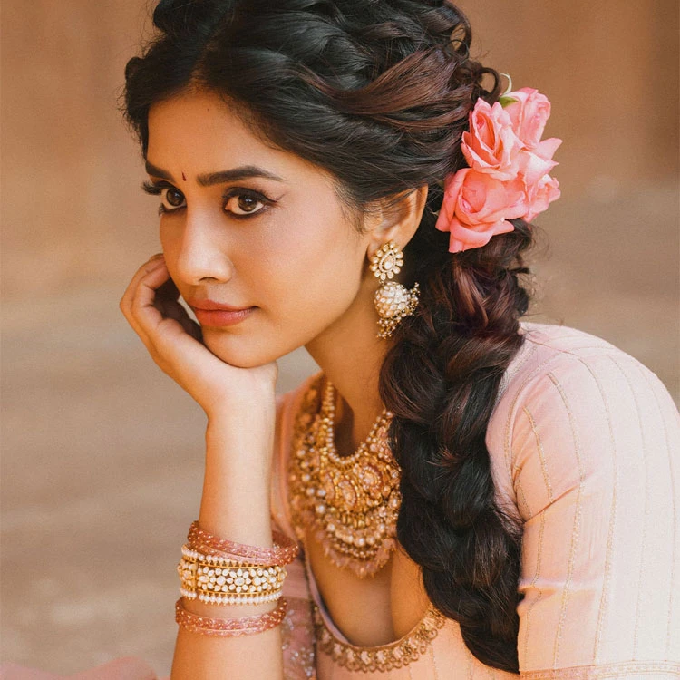 Nabha Natesh is an Ethereal Dream in a Pastel Peach Lehenga