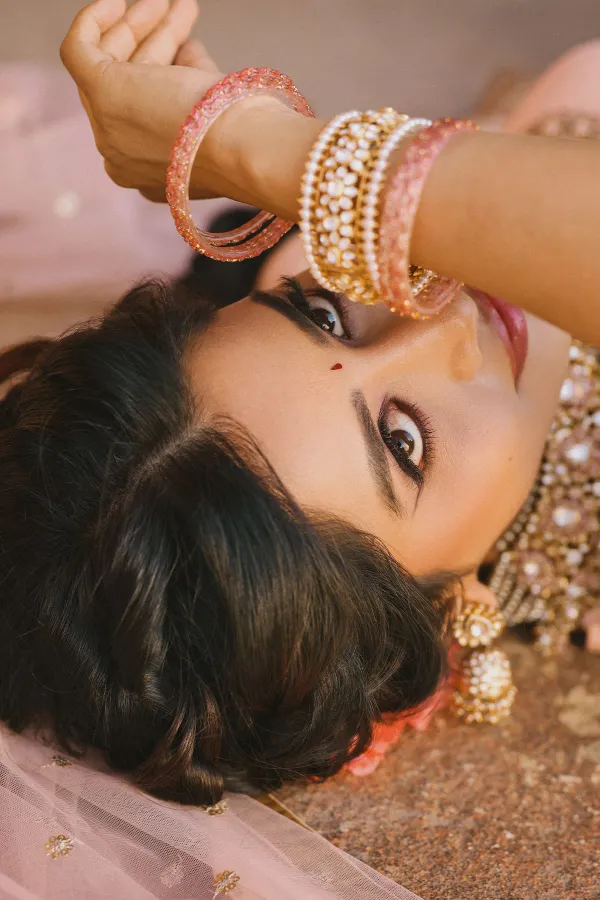 Nabha Natesh’s Romantic Peach Lehenga Styled by Manogna Gollapudi