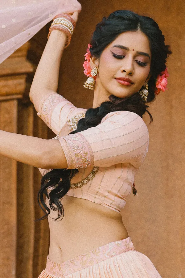 Get the Look: Nabha Natesh in a Dreamy Peach Lehenga Set