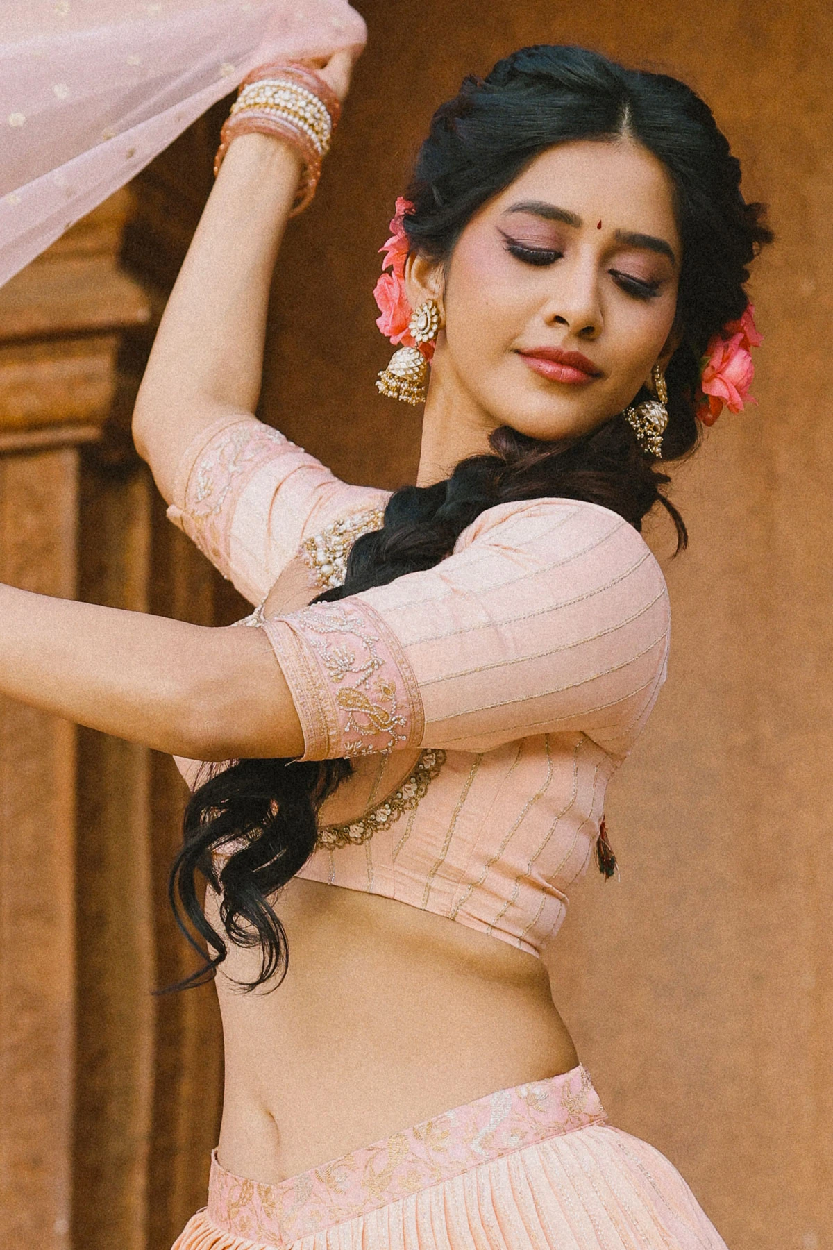 Get the Look: Nabha Natesh in a Dreamy Peach Lehenga Set