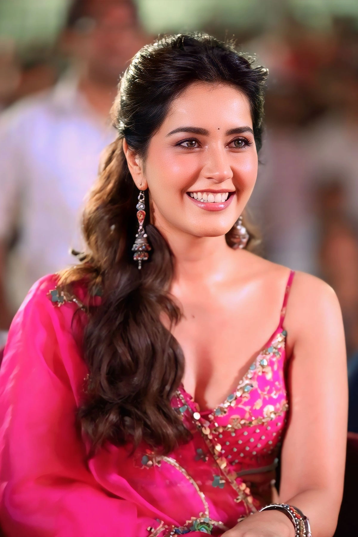 Raashii Khanna Stuns in Rani Pink Lehenga at Ustaad Bhagat Singh Event
