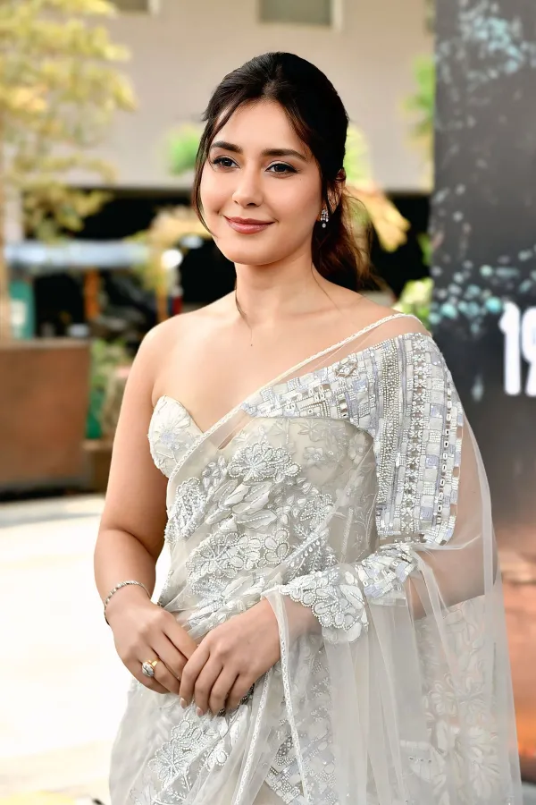 Raashi Khanna Dazzles in Heavy Embroidered Net Saree