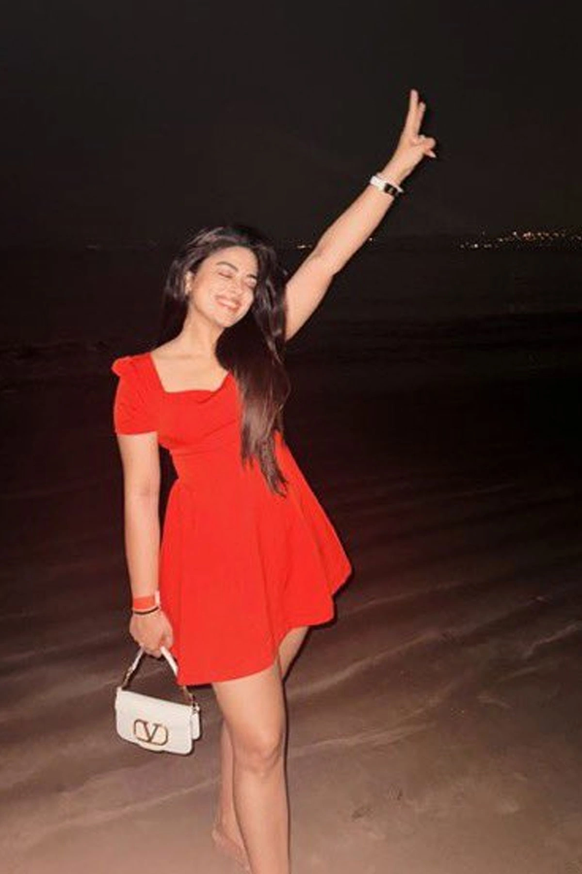 Siddhi Idnani in Portrait-Perfect Look in Square Neck Red Dress