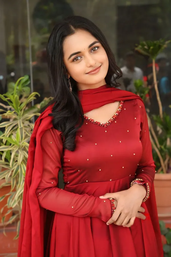 Smeha Manimegalai in Festive Red Georgette Anarkali Fashion