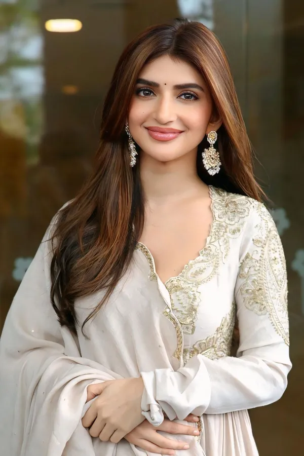 Sreeleela Stills in Pearl White Anarkali | Ustaad Bhagat Singh Press Meet