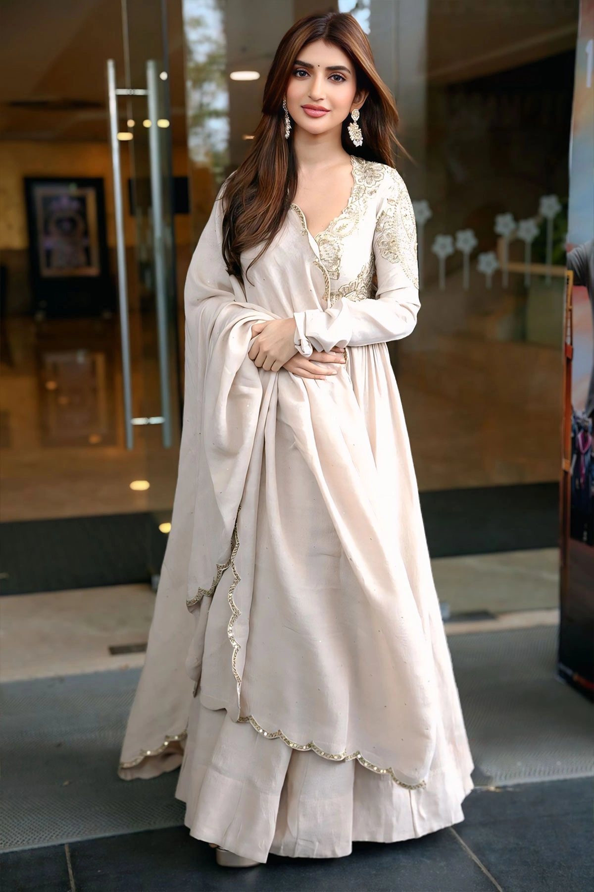 Sreeleela V-Neck Embroidered Anarkali Look | Ustaad Bhagat Singh