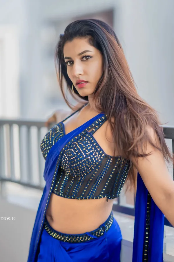 Vishnu Priya Bhimeneni Exudes Glamour in Royal Blue Ethnic Wear