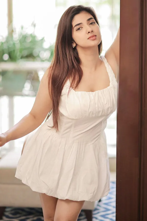 South Indian Actress Pragya Nagra in White LULU & SKY Dress